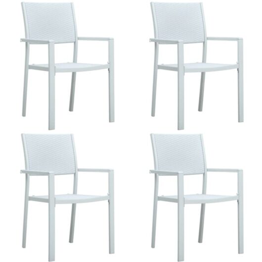 Garden Chairs 4 pcs White Plastic Rattan Look Vidaxl