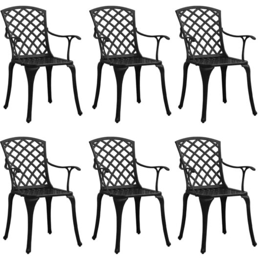 Garden Chairs 6 pcs Cast Aluminium Black Vidaxl