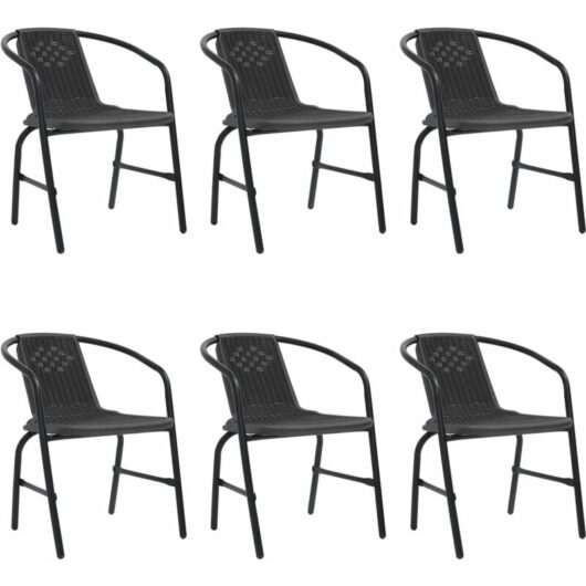 Garden Chairs 6 pcs Plastic Rattan and Steel 110 kg Vidaxl
