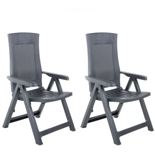 Garden Reclining Chairs 2 pcs Plastic Anthracite Vidaxl