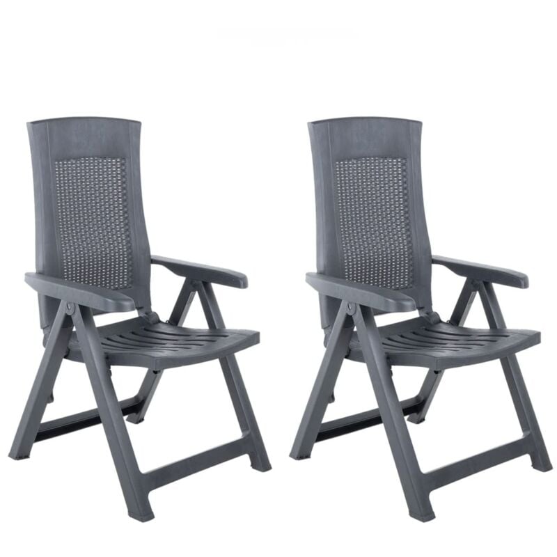 Garden Reclining Chairs 2 pcs Plastic Anthracite Vidaxl