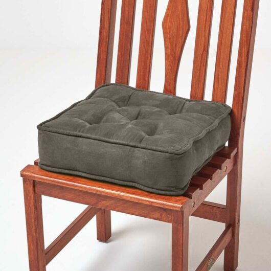 Grey Faux Suede Dining Chair Booster Cushion - Homescapes
