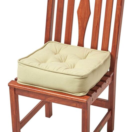 HOMESCAPES Sage Green Cotton Dining Chair Booster Cushion