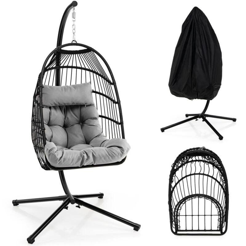 Hanging Swing Egg Chair Hammock Chair w/ Stand & Dust Cover