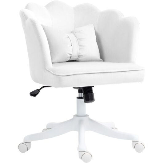 Homcom - Armless Desk Chair Home Office Chair w/ Wide Seat Tilt Function White