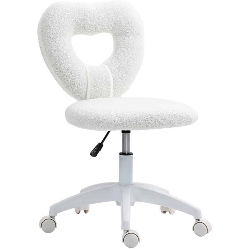 Homcom - Armless Heart Desk Chair, Makeup Vanity Chair for Home, White