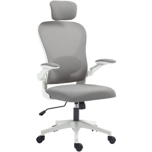 Homcom - Executive Mesh Office Chair with Headrest, Lumbar Support, Grey