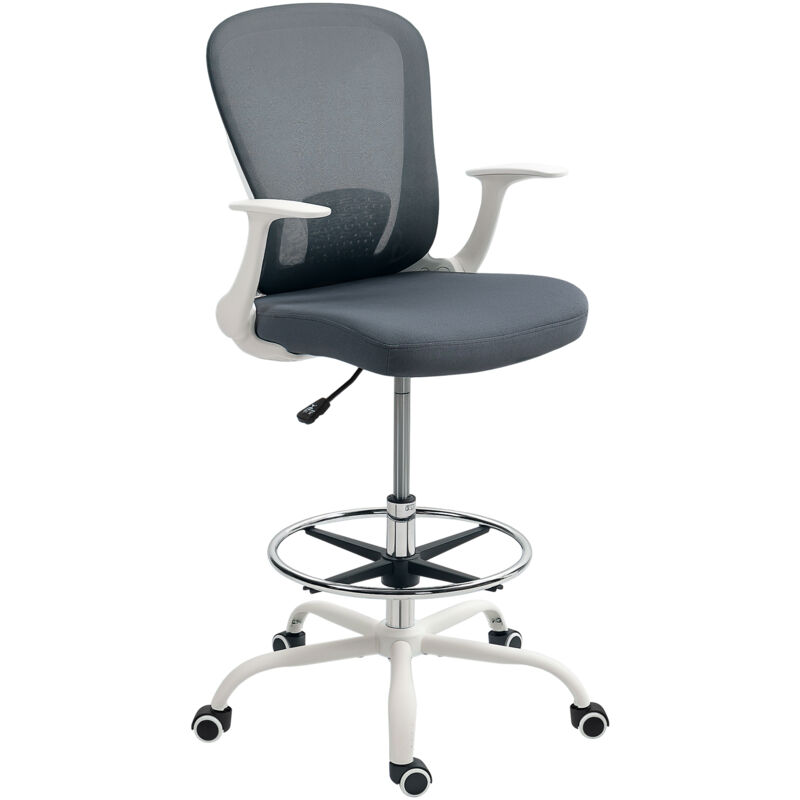 Homcom - Mesh Draughtsman Chair, Ergonomic Drafting Chair, Grey