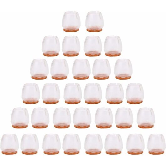 Hoopzi - 32Pcs 25-29mm Clear Silicone Chair Leg Covers Floor Protectors Chair Leg Chair Leg Covers Floor Protectors Furniture Foot Covers Silicone
