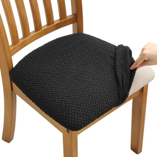 Jacquard Stretch Chair Covers for Dining Room Removable and Washable (4pcs)