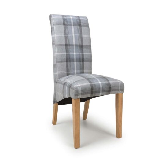 Karta Scroll Back Check Grey Dining Chairs Set of 2, none