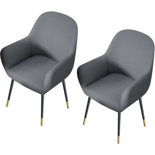 Light Grey)2 Pack Chair Covers with Armrests Universal Slipcovers for Dining Room Kitchen, Dark Grey