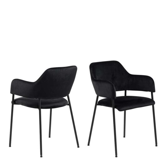 Lima Dining Chair with Armrest in Black, none
