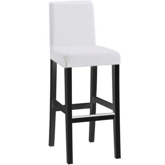 Linghhang - 4pcs short back long checkered jacquard chair cover - white, one piece stretch chair cover, modern and durable, suitable for home hotel
