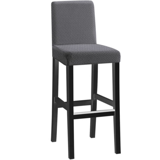 Linghhang - 4pcs short back long checkered jacquard chair covers - dark grey, one-piece stretch chair covers, modern and durable, suitable for home