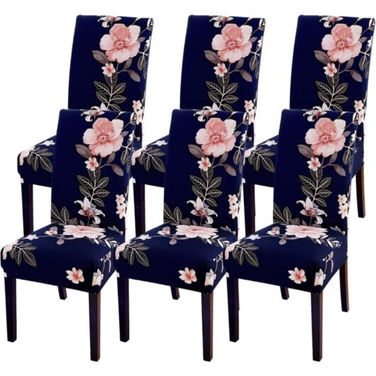 Linghhang - 6 Pieces Stretch Chair Covers, Modern Dining Room Chair Slipcovers, Removable Washable Chair Protector Cover for Dining Room Hotel,