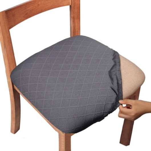 Linghhang - Chair Cover,6 Pieces Stretch Jacquard Chair Seat Covers,Removable Washable Anti-Dust Dining Chair Seat Cushion Covers-Dark Grey