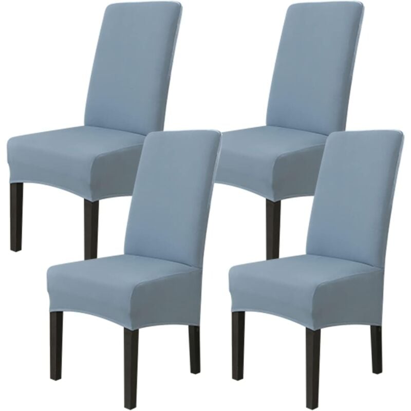 Linghhang - Set of 4 Dining Room Chair Covers (Grey and Blue), Stretch Chair Cover, Universal Large Chair Cover, Easy to Clean for Dining Room Living