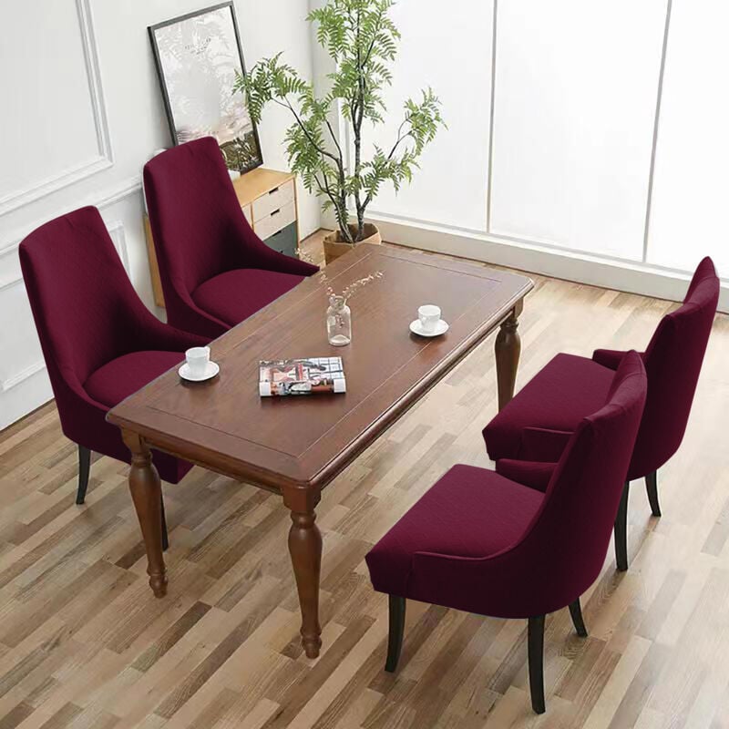 Linghhang - linguistic waterproof retractable chair cover 4 pieces - burgundy, universal chair cover, modern and durable, suitable for home, hotel,