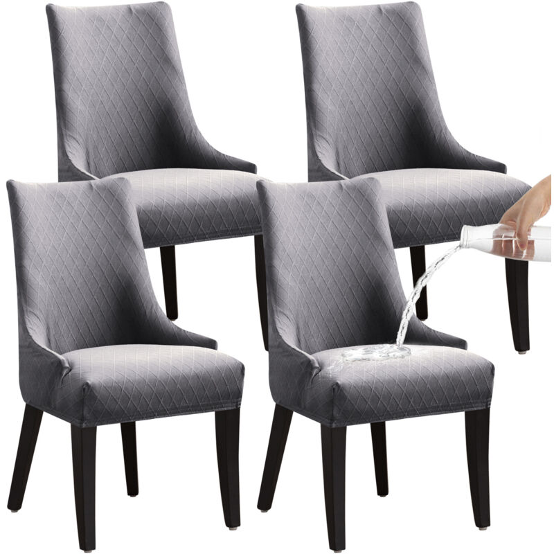 Linghhang - linguistic waterproof retractable chair cover 4 pieces - light grey, universal chair cover, modern and durable, suitable for home, hotel,
