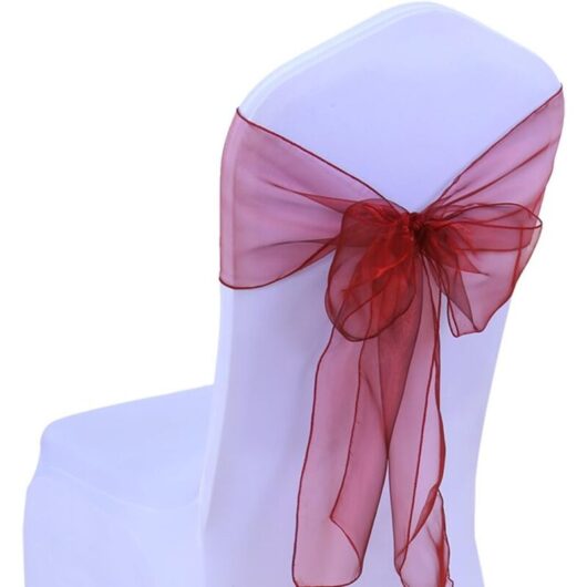 Memkey - 25pcs Organza Ribbons Bows for Chair Covers Bows Wedding Ceremony Decoration Party Event Birthday 17x275cm 22 Colors (Without Chair Covers)