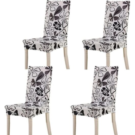 Memkey - Chair Cover Decor 4 Pieces Stretch Chair Cover Slipcover Chair Cover Made of Spandex Material with Elastic Band for Universal Fit, Very Easy