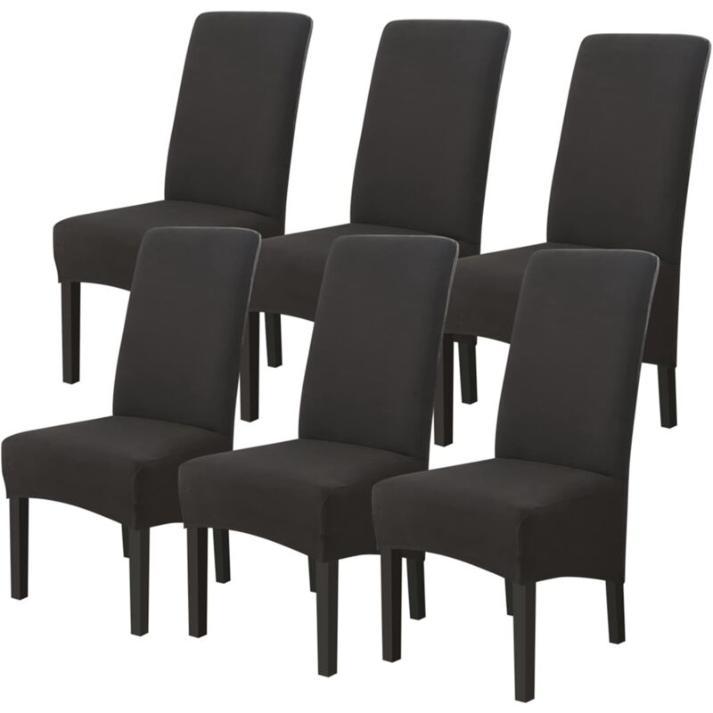 Memkey - Chair Covers 6 Pack Large Size Black Universal Dining Room Chair Covers Modern Living Room Chair Covers for Wedding Gathering