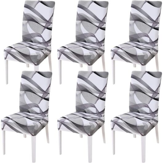 Memkey - Dining Chair Cover, Stretch Chair Cover, Decorative High Chair Cover for Banquet, Hotel, Kitchen, Wedding, Restaurant (Long Ribbon, 6 Pack)