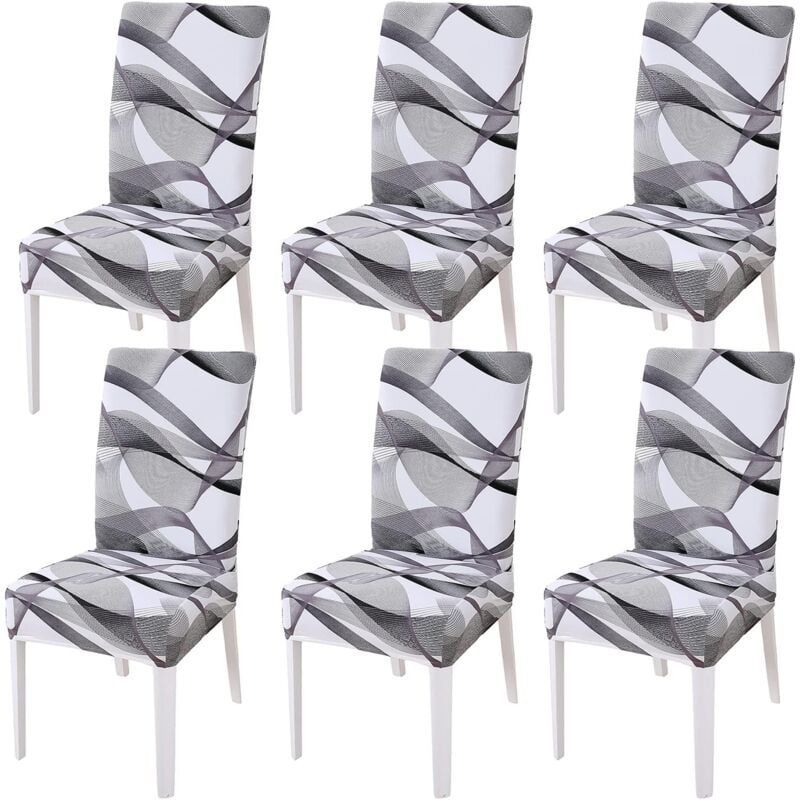Memkey - Dining Chair Cover, Stretch Chair Cover, Decorative High Chair Cover for Banquet, Hotel, Kitchen, Wedding, Restaurant (Long Ribbon, 6 Pack)