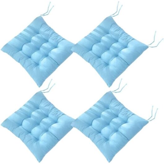Memkey - Set of 4 Chair Cushions 40 x 40 cm, Seat Cushions, Home Decoration, Quilted Mat Cushion, Comfortable and Colorful - Ideal for Indoor and