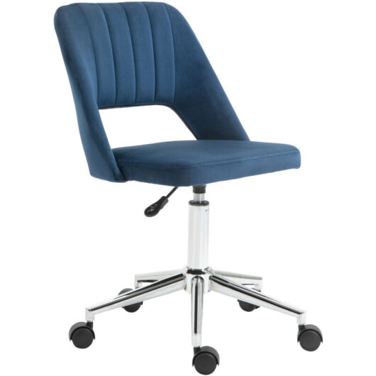 Mid-Back Swivel Home Office Chair Scallop Computer Chair Dark Blue - Vinsetto