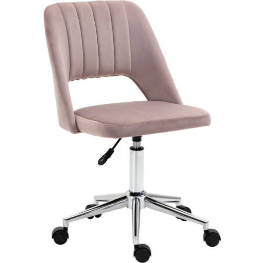 Mid-Back Swivel Home Office Chair Scallop Computer Chair Pink - Vinsetto