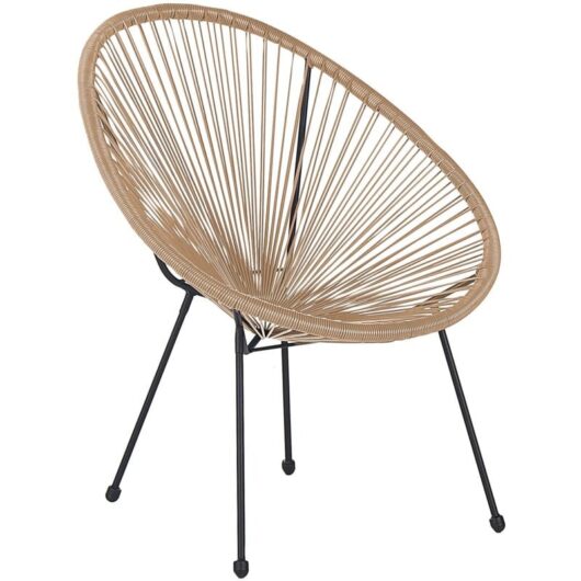 Modern Accent Chair Round pe Rattan Steel Living Room Natural Acapulco ii