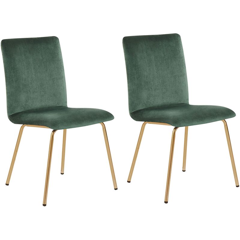 Modern Set of 2 Velvet Dining Chairs Armless Gold Metal Legs Green Rubio