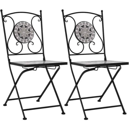 Mosaic Bistro Chairs 2 pcs Grey Vidaxl