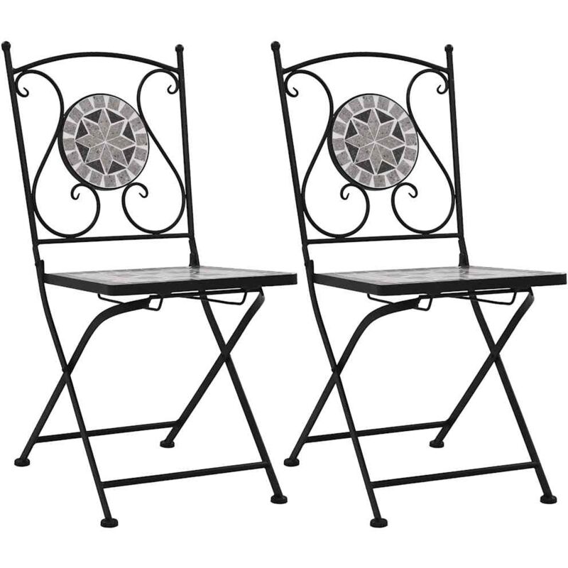 Mosaic Bistro Chairs 2 pcs Grey Vidaxl