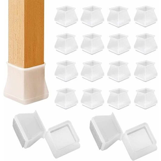 Mumu - 35-40mm/16pcs Silicone Chair Caps, Silicone Pad Caps, Square Chair Cover Pads, Silicone Chair Caps to Prevent Scratches and Noise