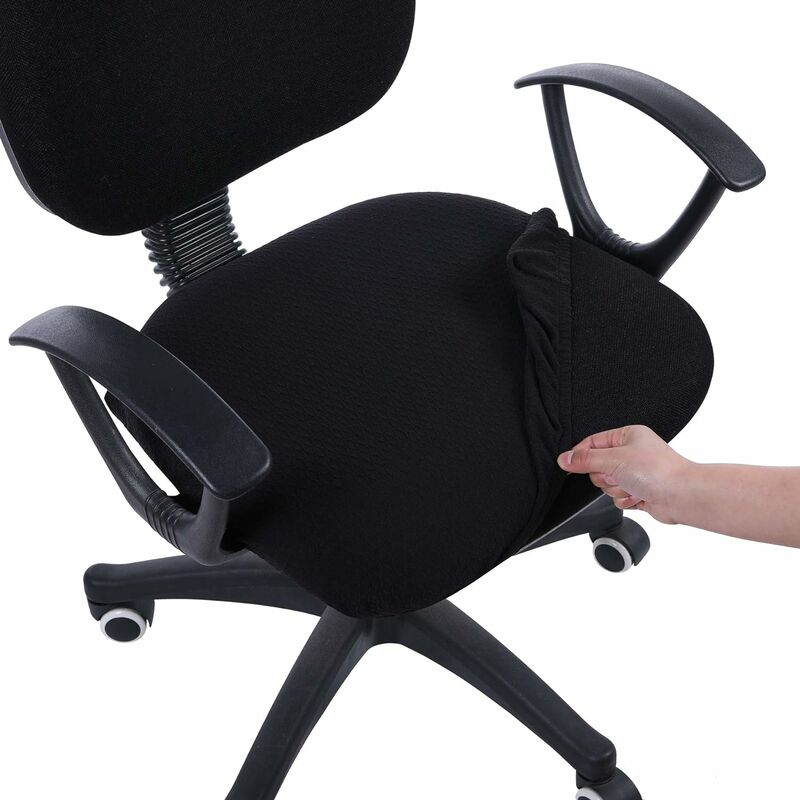 Mumu - Stretch Jacquard Office Computer Chair Seat Covers, Removable Washable Dustproof Seat Cushion Protectors for Office Chairs - Black