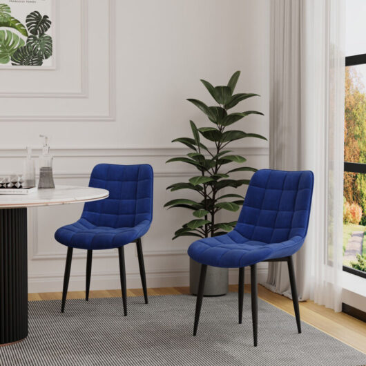 Nova modern velvet dining chair padded seat metal leg kitchen 4 pcs (Blue)