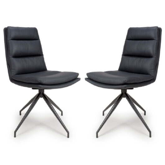 Novato Black PU Leather Dining Chairs In Pair
