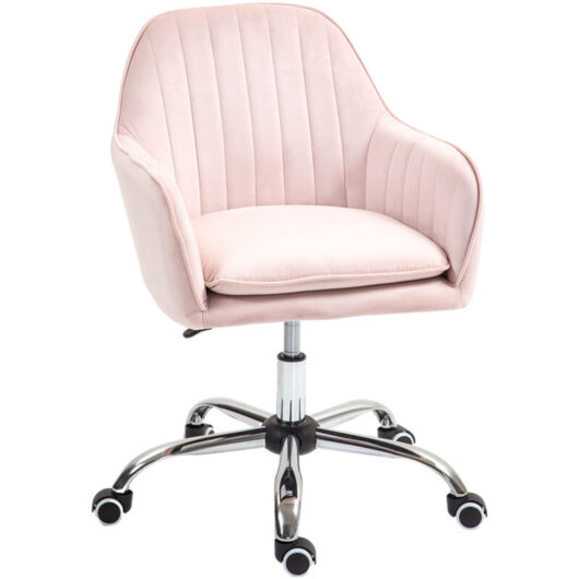 Office Chair, Swivel Desk Chair w/ Adjustable Height, Pink - Homcom