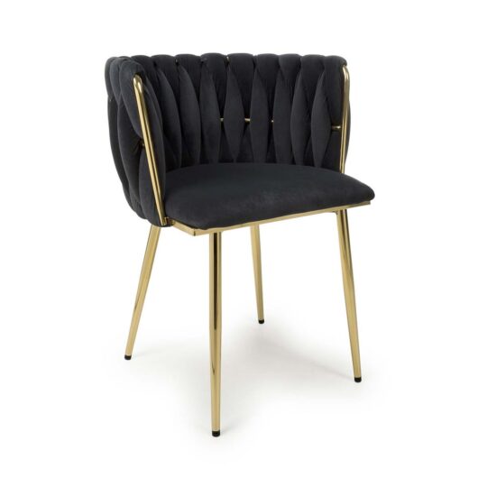 Ontario Brushed Velvet Black Dining Chairs Set of 2, none