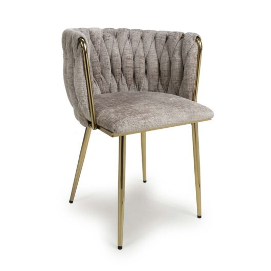 Ontario Chenille Effect Mink Dining Chairs Set of 2, none