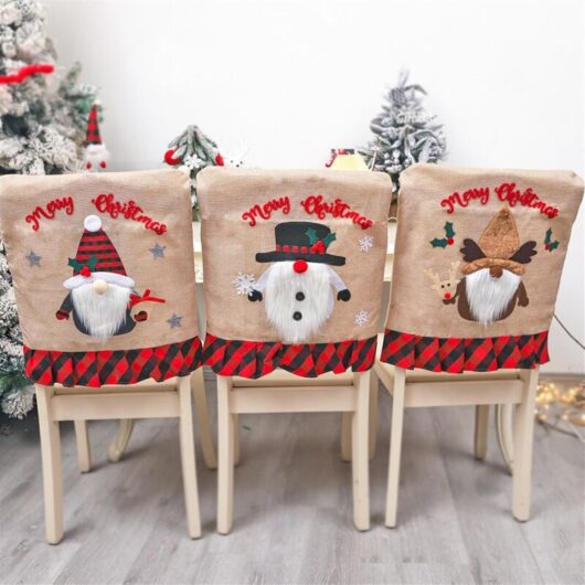 Piece Christmas Chair Set, Bearded Santa Forest, Suitable for Christmas, Dining Room Chairs