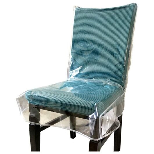 Plastic Dining Chair Cover with Back, Clear pvc Waterproof Chair Cover, Fits 57.5 x 50cm (1 Pack)