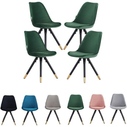 Pn Home - Set of 1/4 Sofia Velvet Upholstered Dining Chair Set of 4 - Green