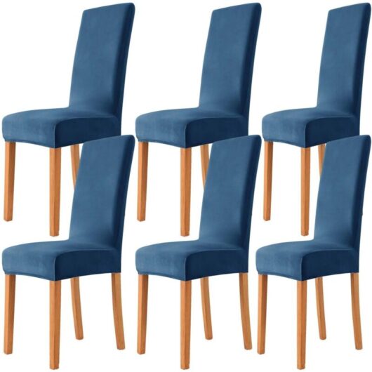 Readcly - 6pcs Velvet Chair Covers, Soft Stretch Dining Chair Washable Elastic Seat Covers - for Restaurant, Living Room, Wedding Decoration (6,