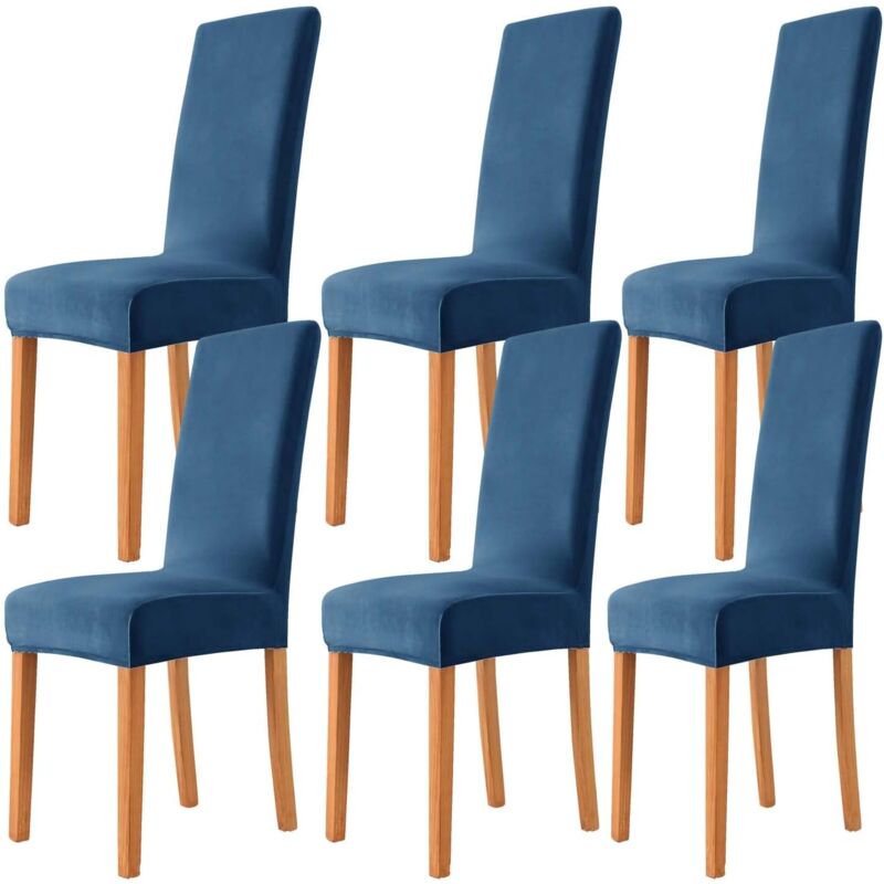 Readcly - 6pcs Velvet Chair Covers, Soft Stretch Dining Chair Washable Elastic Seat Covers - for Restaurant, Living Room, Wedding Decoration (6,
