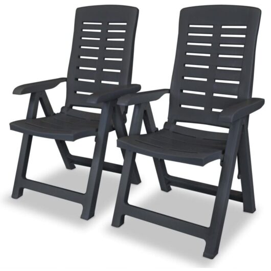 Reclining Garden Chairs 2 pcs Plastic Anthracite Vidaxl