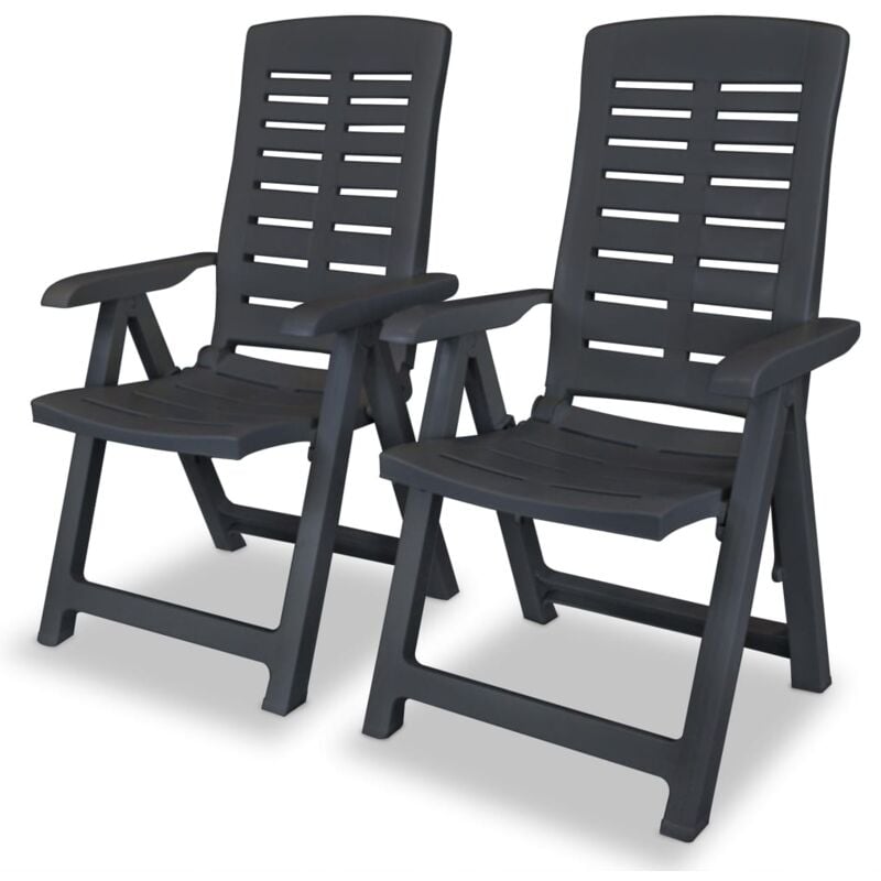 Reclining Garden Chairs 2 pcs Plastic Anthracite Vidaxl